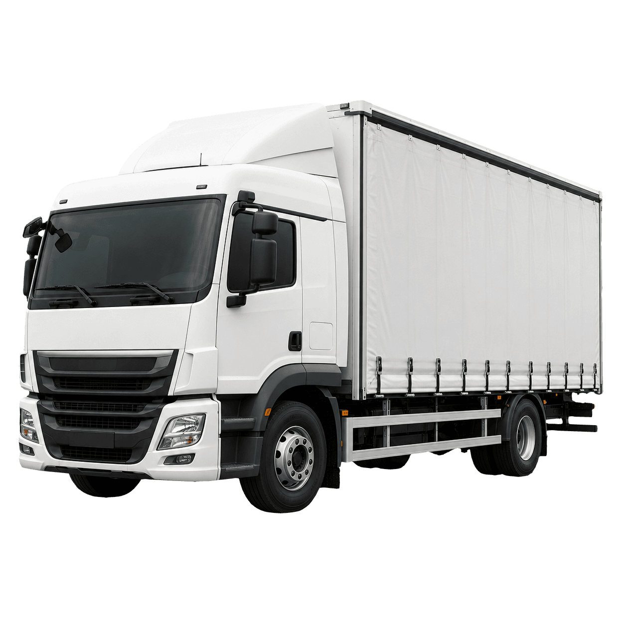 Eighteen tonne curtain side truck for side loaded deliveries